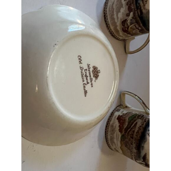 Johnson Bros Old Britain England Vintage 3 Piece Set Teacups Saucer Fine China - Picture 5 of 6